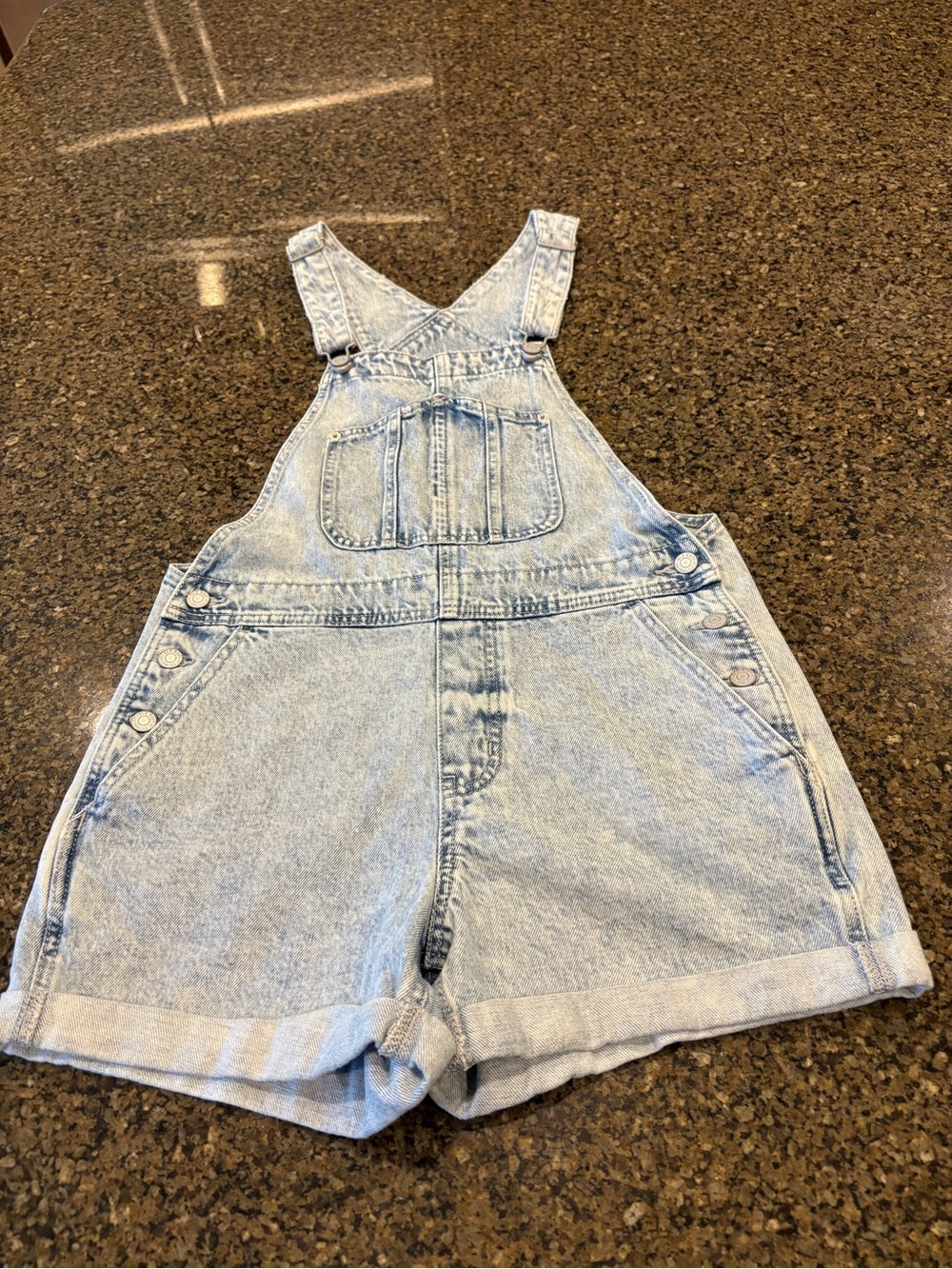 Old Navy Light Wash Denim Shortall Romper - Light Blue